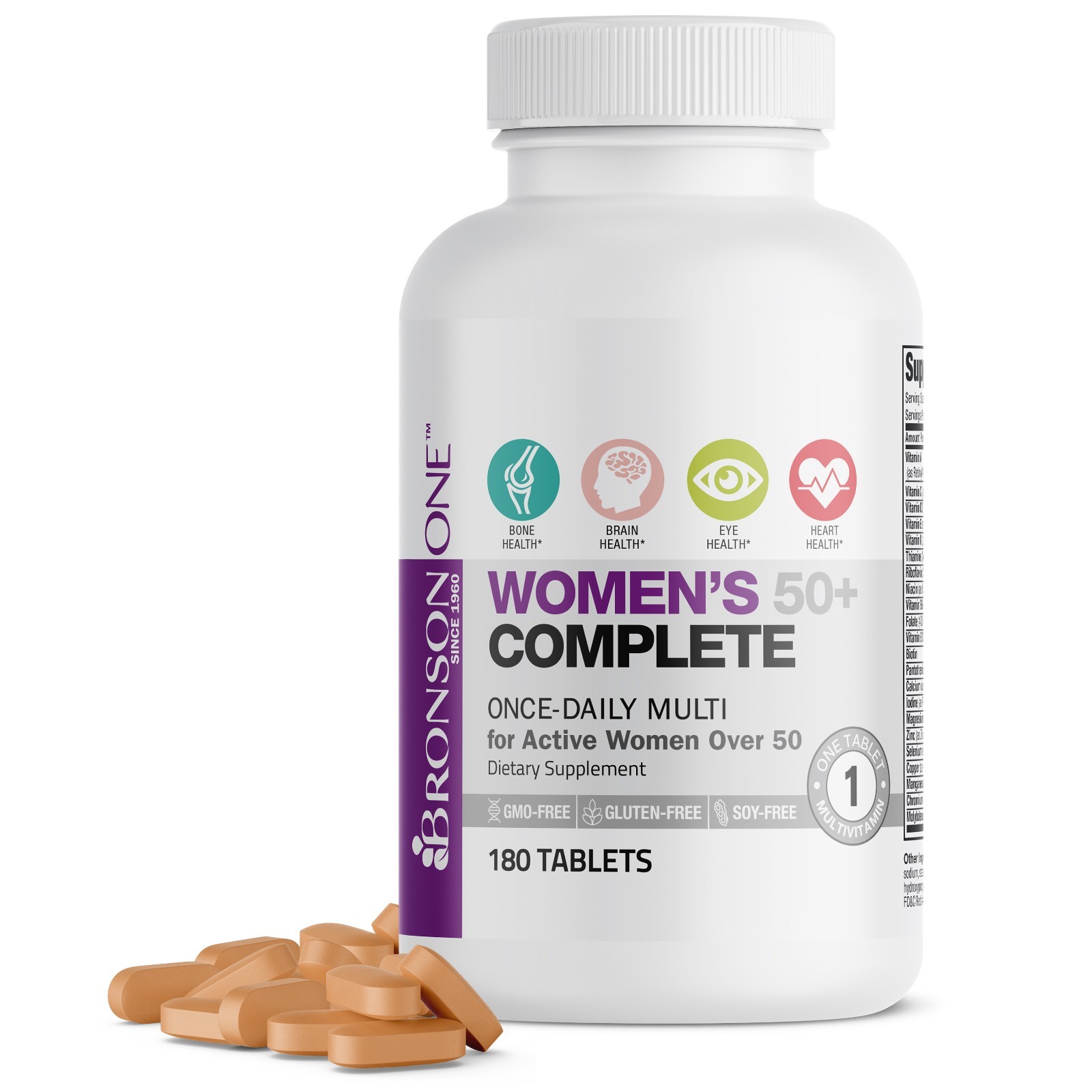 Bronson ONE Daily Womens 50+ Complete MultiVitamin MultiMineral, 180 Tablets