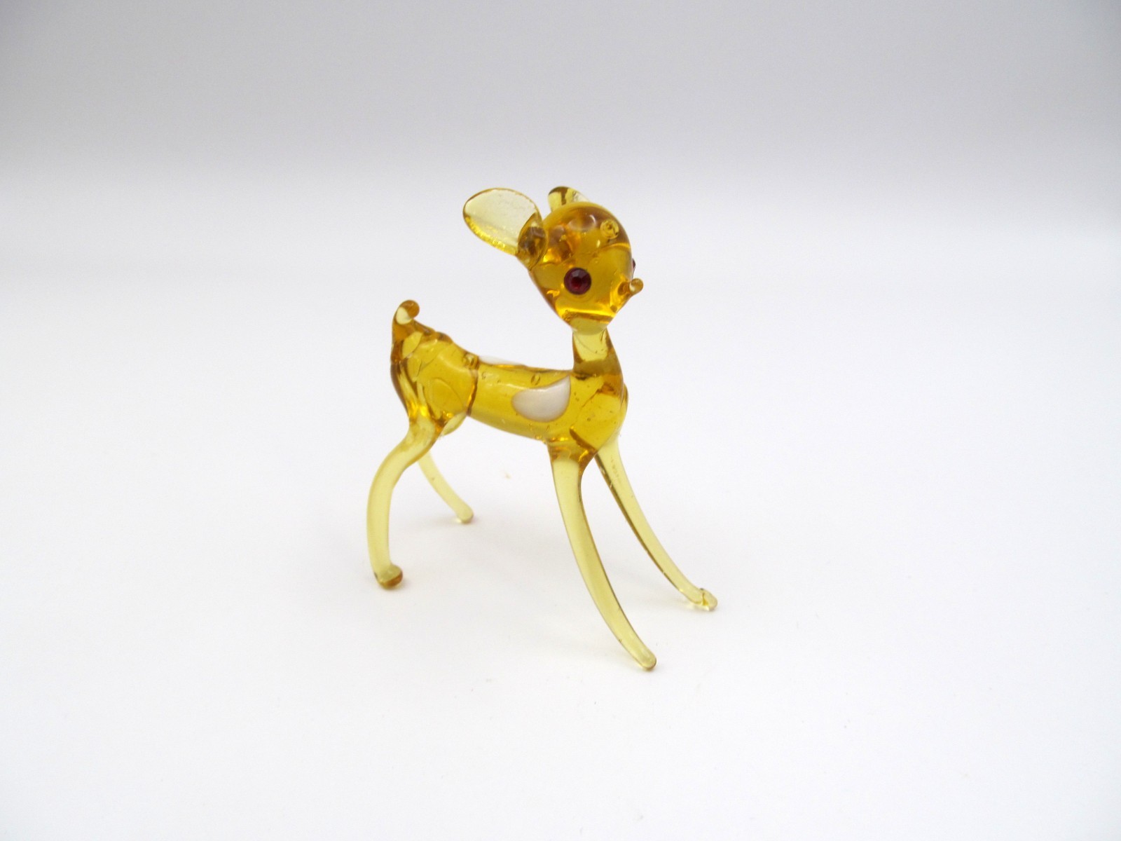 Vintage Murano Hand Blown Glass Spotted Deer Figurine Amber