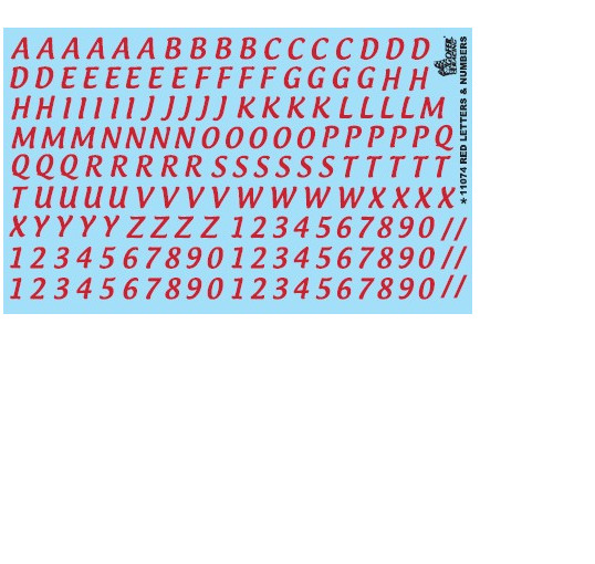 Red Letters & Numbers 1:24 1:25 Gofer Racing Decals Model Car Accessory 11074