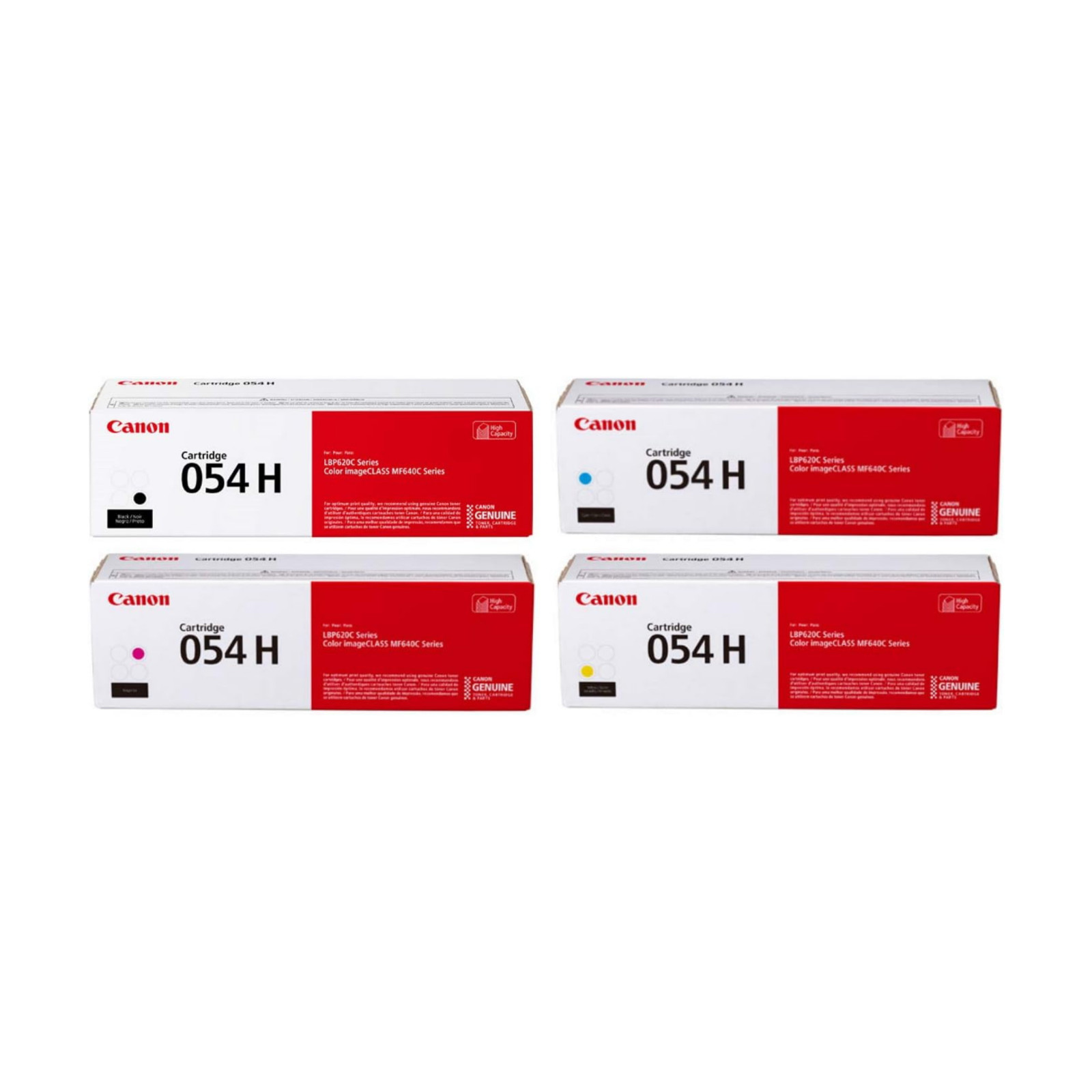 Genuine Canon 054H High Yield Toner Set Black Cyan Magenta Yellow CMYK