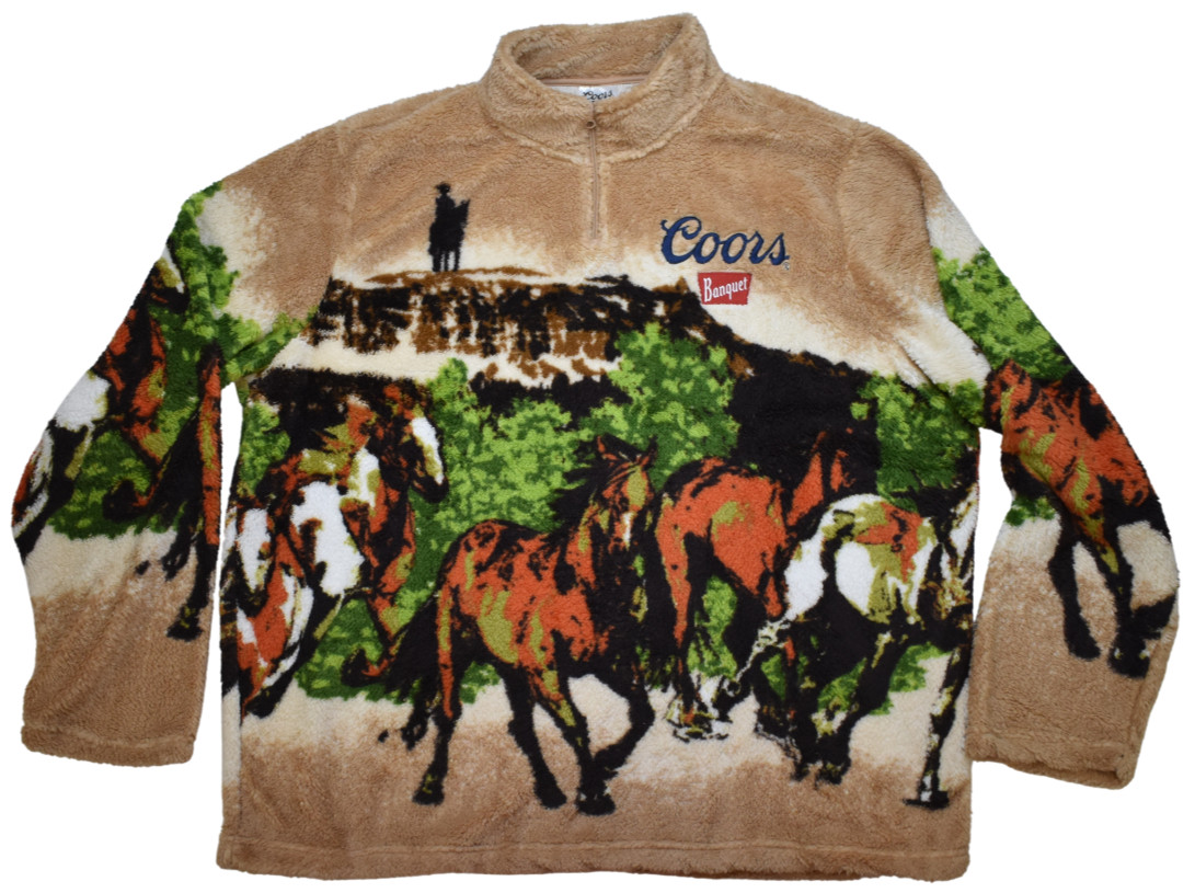 Coors Scenic Western Print Fuzzy Fleece 1/4 Zip Mens Jacket NWT 3XL Coors Scenic Western Print Fuzzy Fleece 1/4 Zip Mens Jacket NWT 3XL