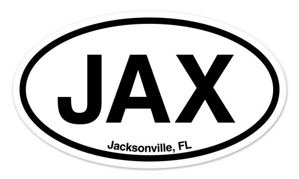 JAX Jacksonville FL Florida Oval car window bumper sticker decal 5\ JAX Jacksonville FL Florida Oval car window bumper sticker decal 5\