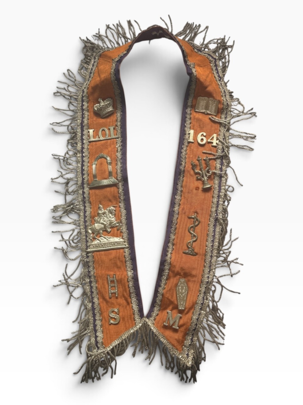 Antique Orange Order Collarette Sash LOL 164 Glasgow Scotland King William III