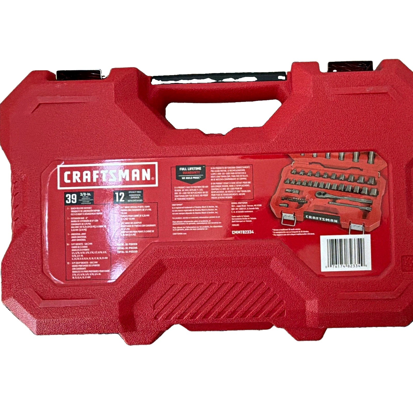 CRAFTSMAN 39pc Metric Mechanics Tool Set CMMT45234 Chrome w/ Red Hard Case