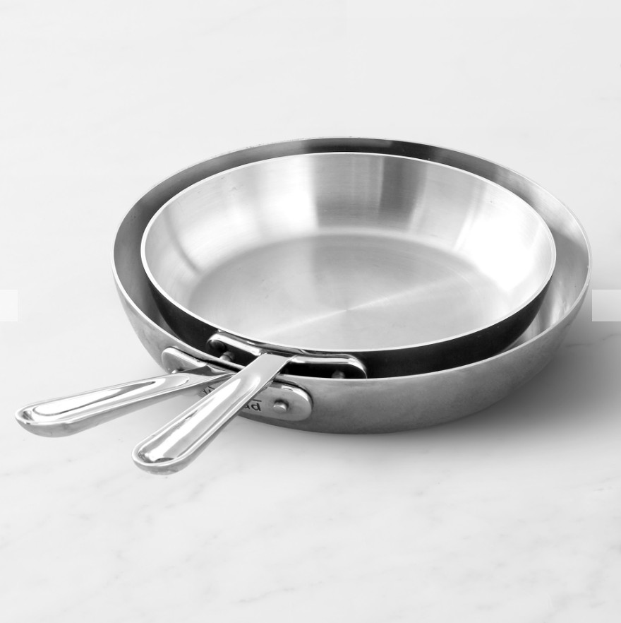 All-Clad D5 Polished Stainless-Steel French Skillet, Set of 2 (9\