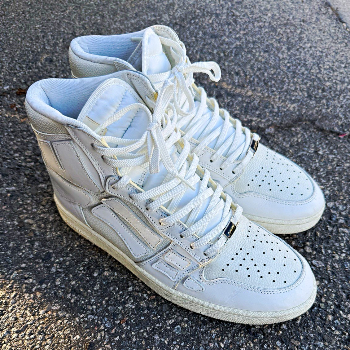 AMIRI Amiri Skel Top Men\'s White Leather High Top Lace-Up Athletic Sneaker