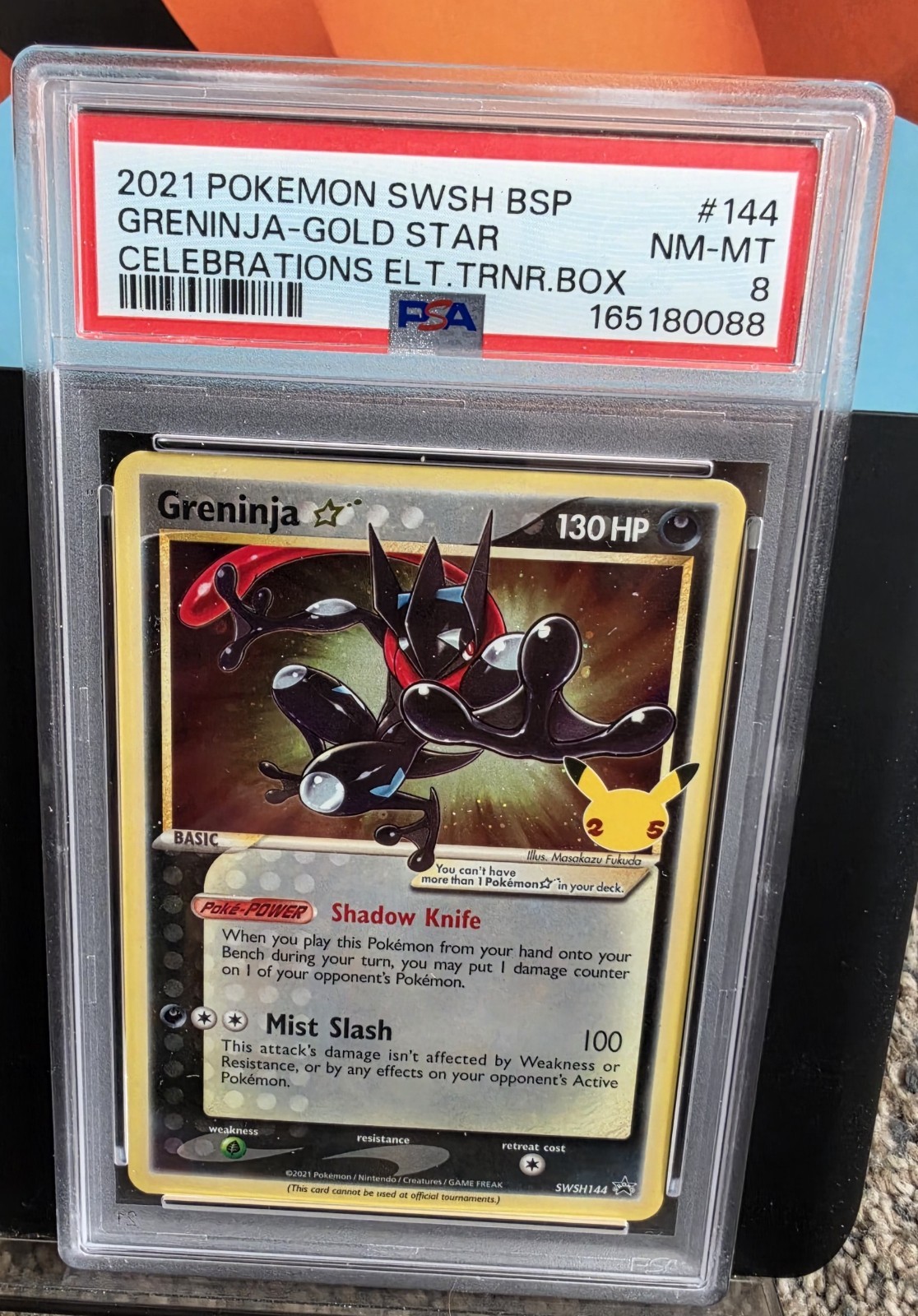 Pokémon 2021 Celebrations BSP Greninja Gold Star SWSH144 PSA 8 NM-MT Holo Pokémon 2021 Celebrations BSP Greninja Gold Star SWSH144 PSA 8 NM-MT Holo