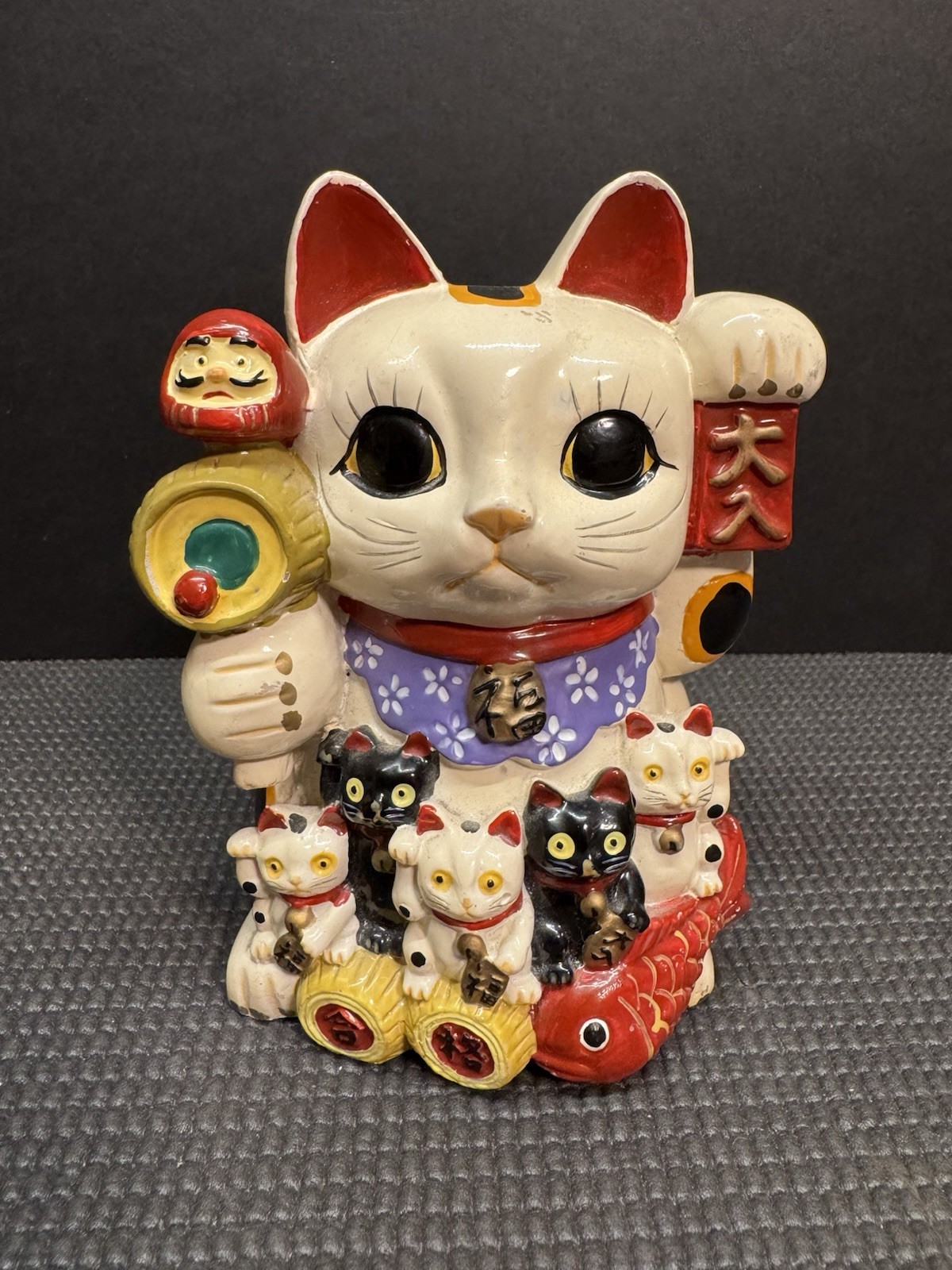 Vintage Japanese Pottery Mancki Neko Good Luck Fortune Coin Bank W/ Stopper 7.5H Vintage Japanese Pottery Mancki Neko Good Luck Fortune Coin Bank W/ Stopper 7.5H