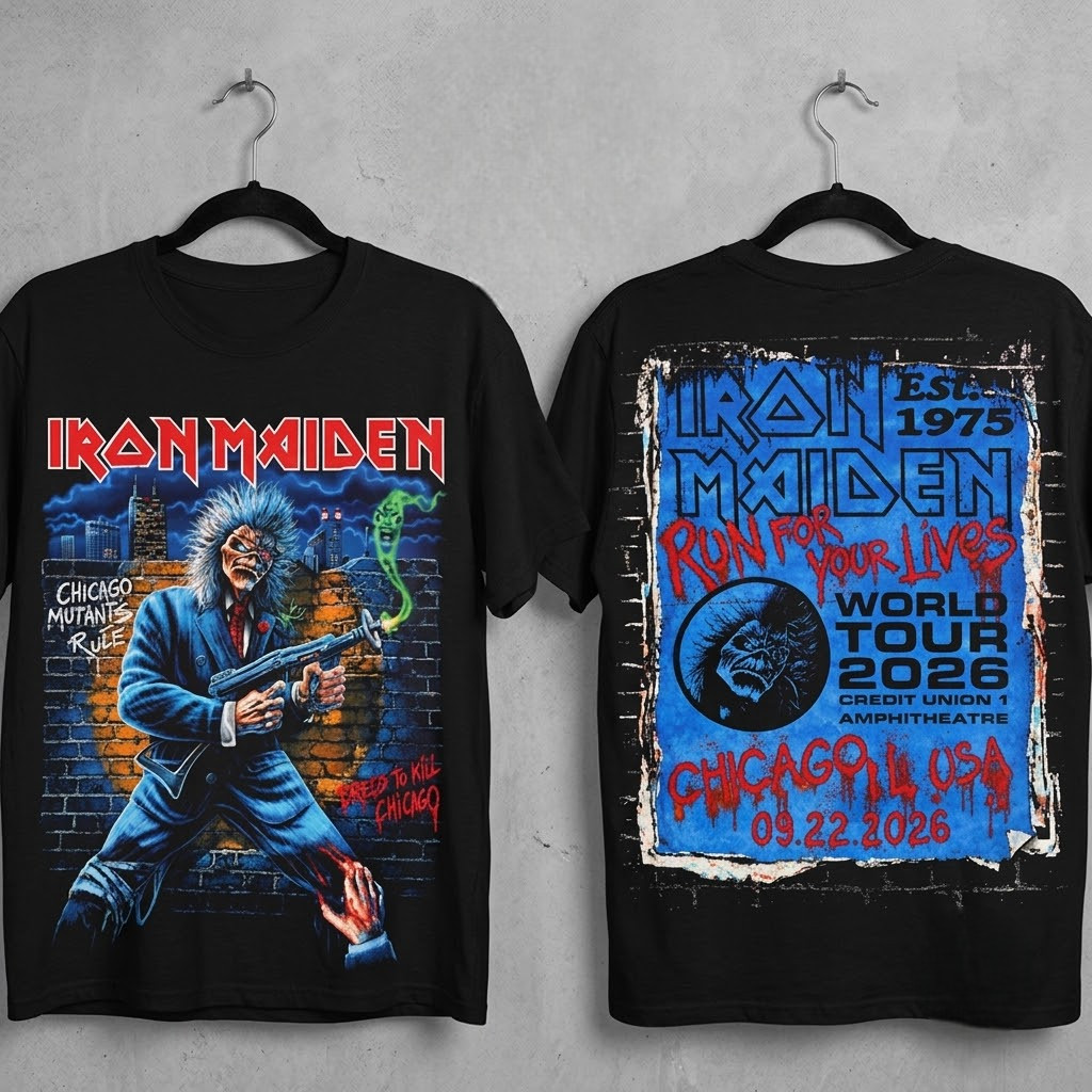 Iron Maiden Chicago IL Event Tee Live At Credit Union 1 Amphitheatre on Sep 22 Iron Maiden Chicago IL Event Tee Live At Credit Union 1 Amphitheatre on Sep 22