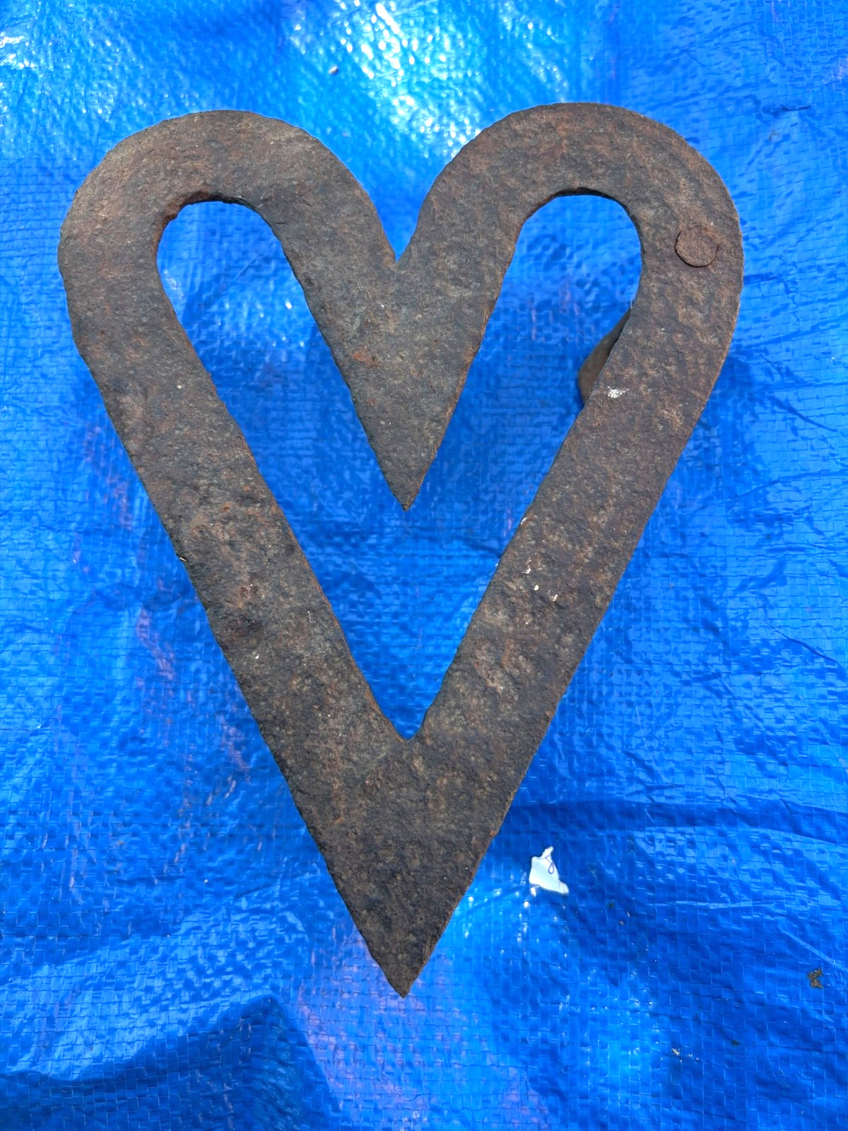 Early 19th C Wrought Iron Heart Shaped Trivit Footed Hand Made