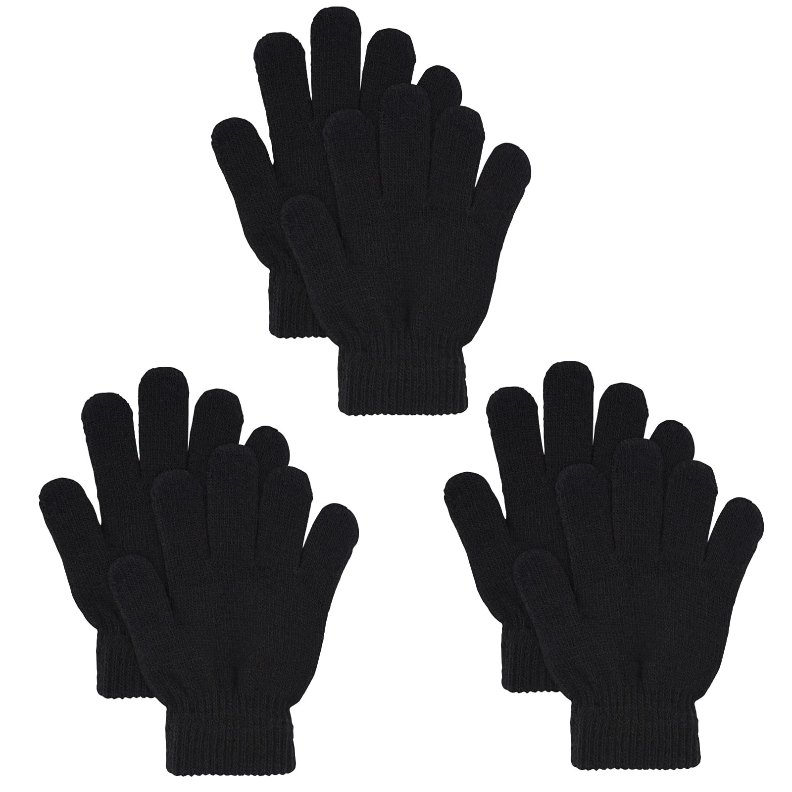 3 Pairs Winter Magic Gloves Warm Stretchy Knit Gloves For Men Women Unisex Black 3 Pairs Winter Magic Gloves Warm Stretchy Knit Gloves For Men Women Unisex Black