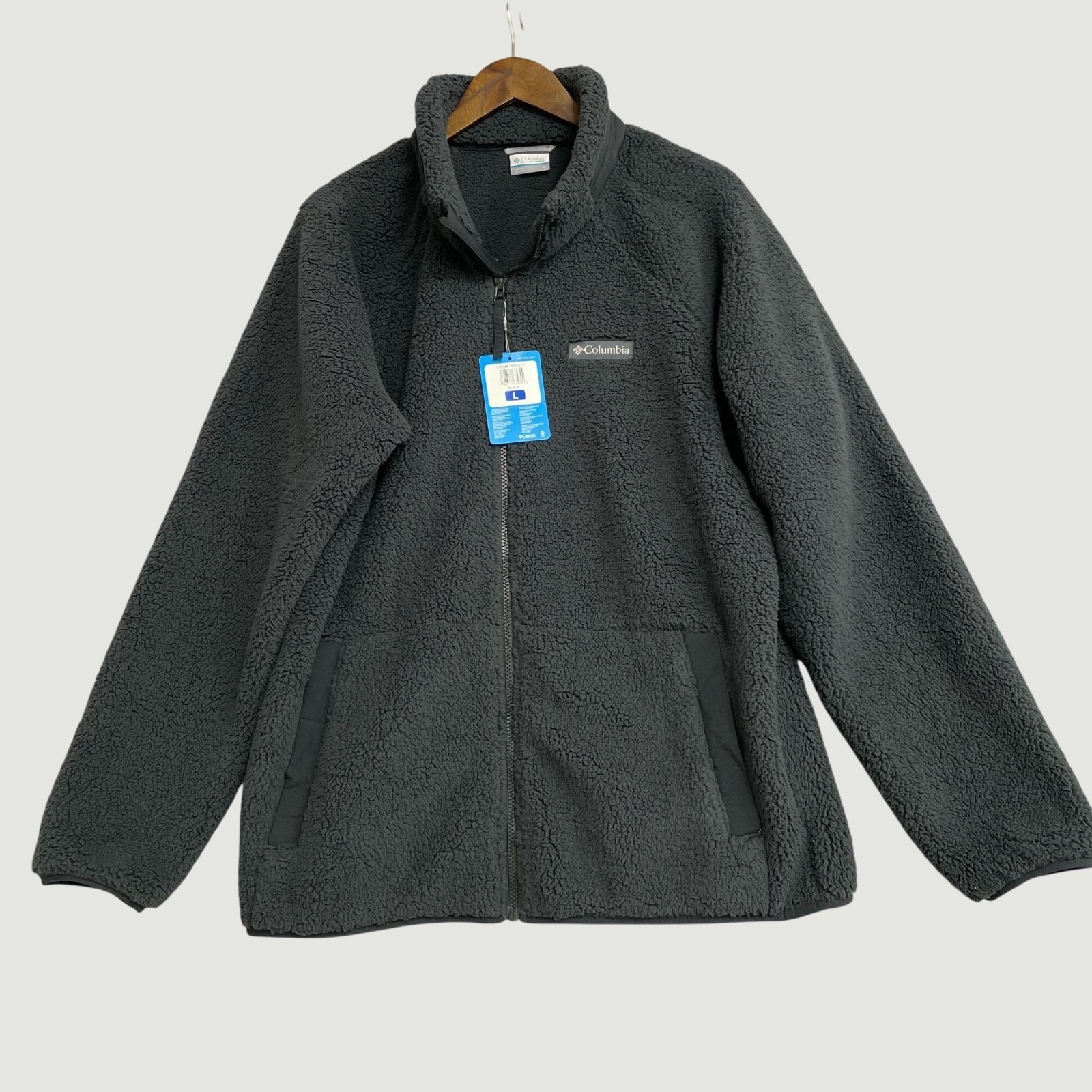 NEW Columbia Men\'s L Black Full-Zip Fleece Sherpa Jacket N0276