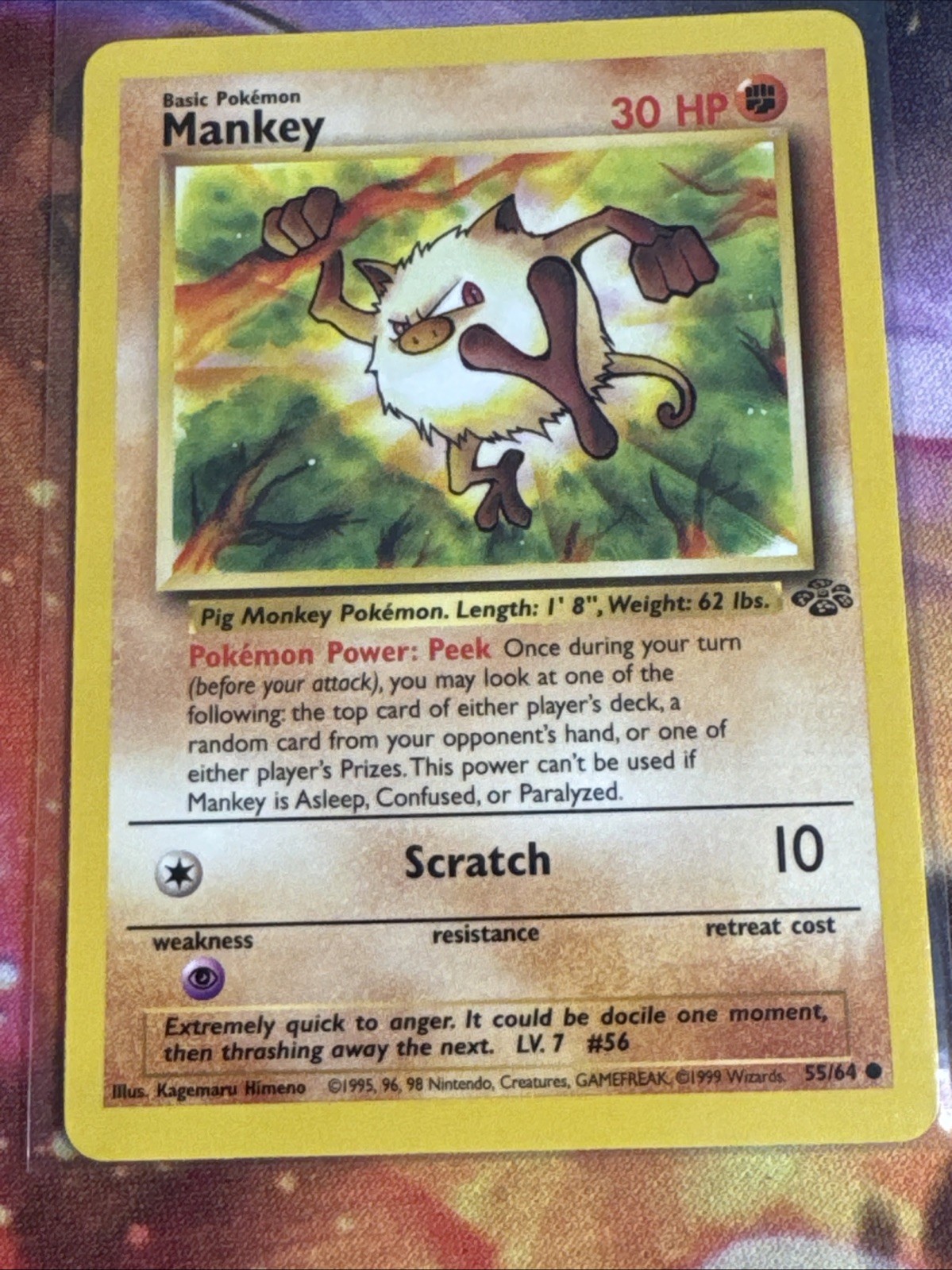 Mankey 55/64 Common Jungle Pokemon Unlimited Lightly Played
