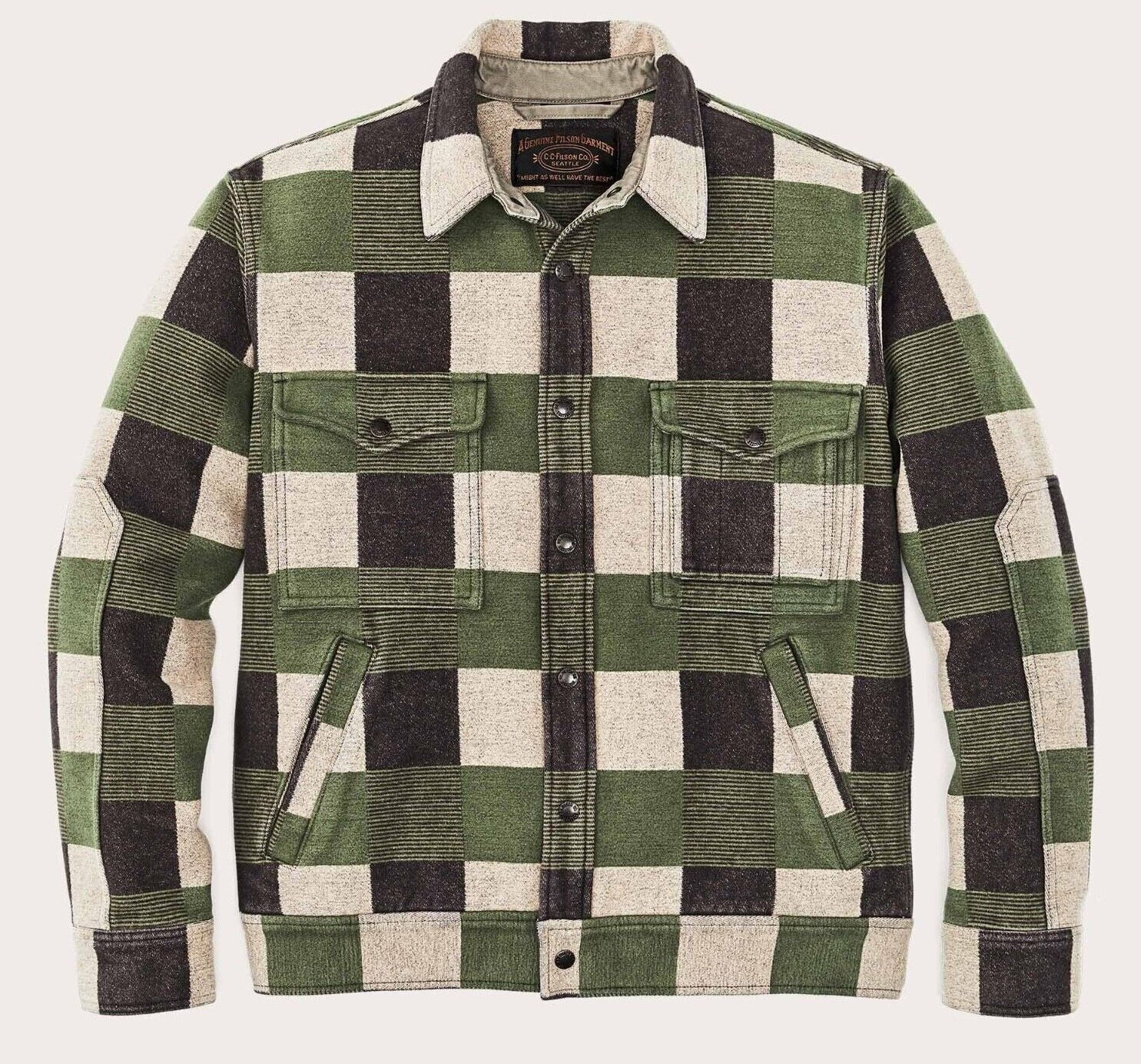 Filson Beartooth Camp Jacket NWT Cinder Olive Check 13oz Cotton Snap Front Warm