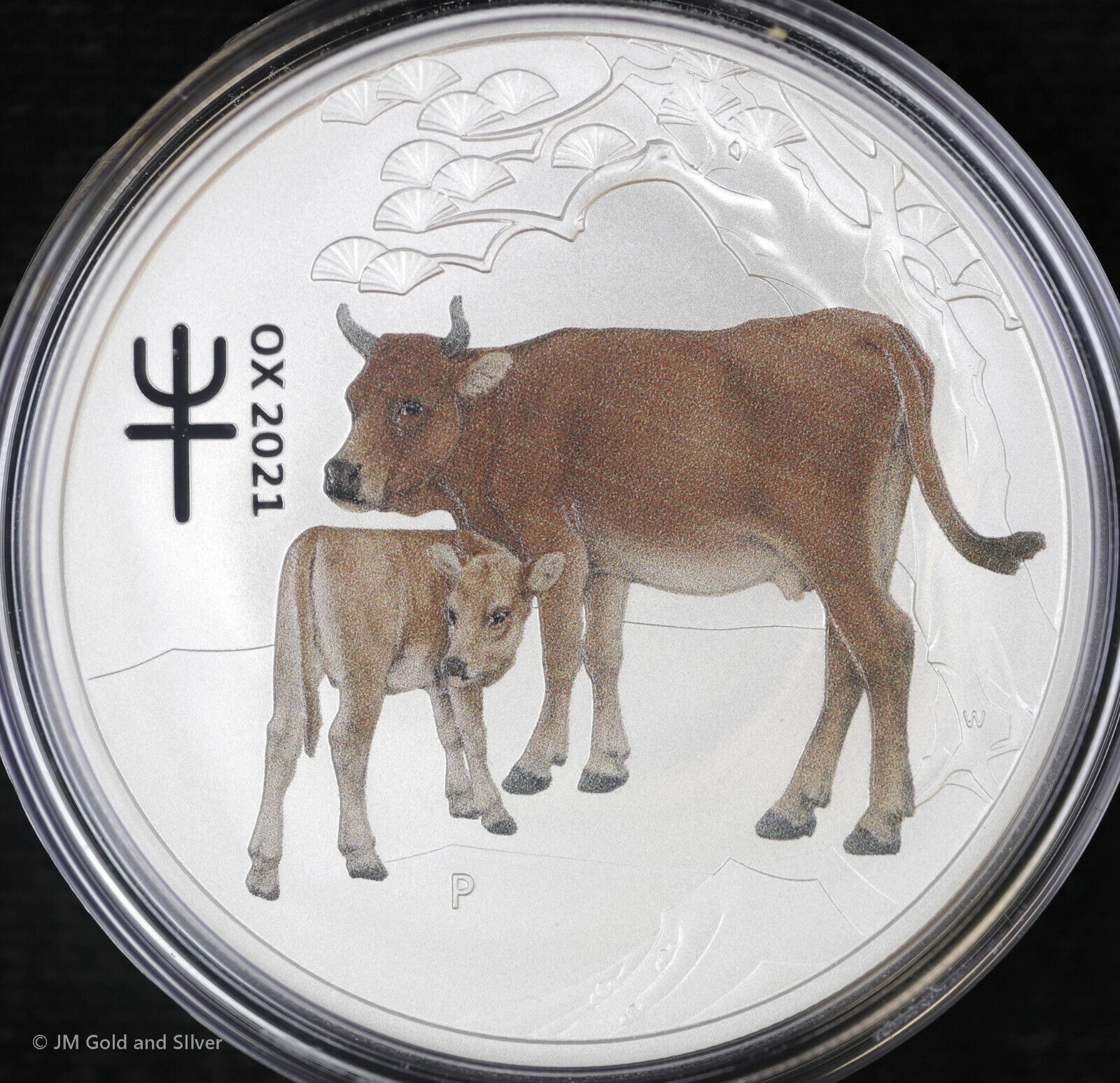2021 Australia Lunar Year of the Ox Colorized 1 oz .999 Silver MS in capsule BU