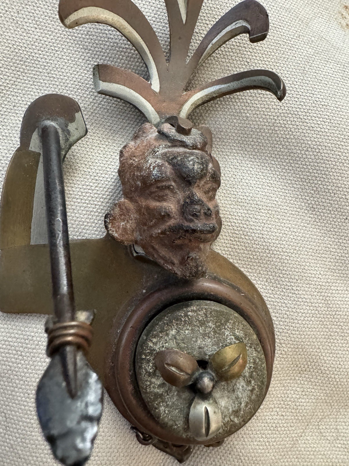 Early 1940s LOS CASTILLO Wall Relief Mixed Metals w real preColumbian Pieces