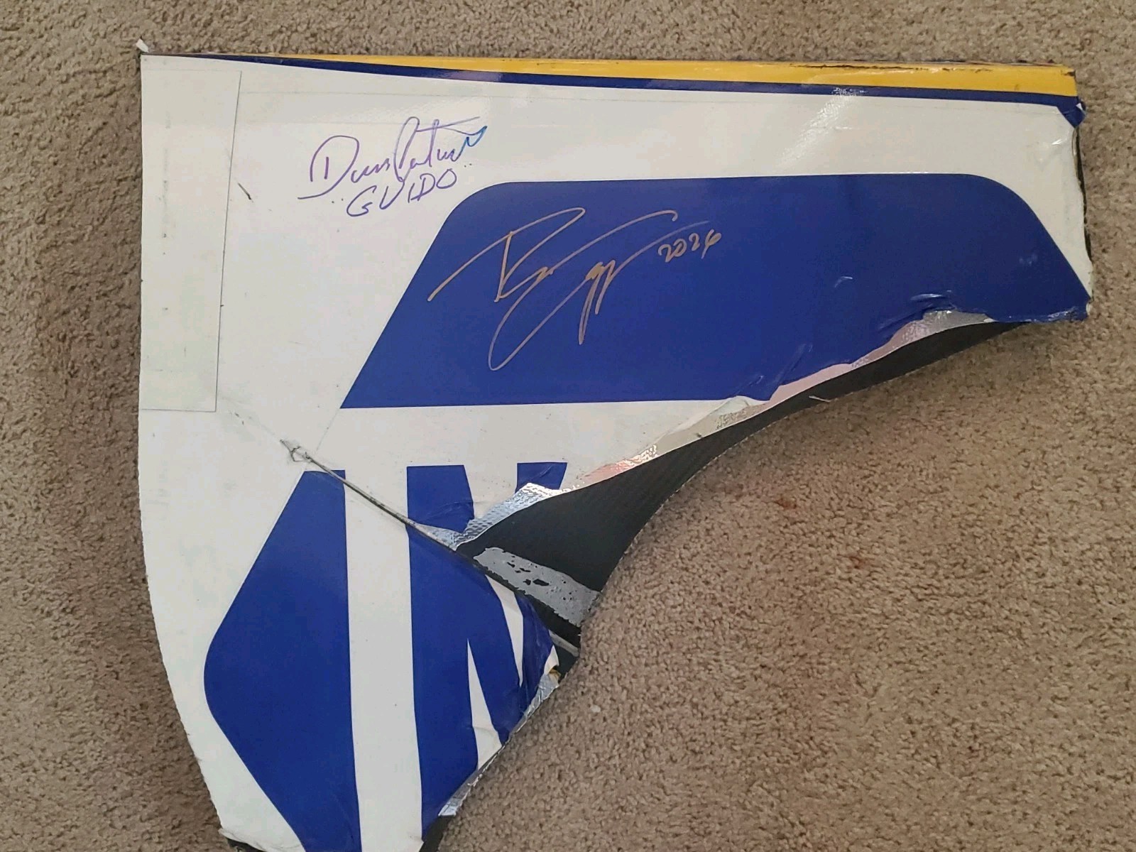 Ron Capps NHRA 2025 CHARLOTTE 4Wide Wreck RACE USED Body Panel Sheetmetal SIGNED Ron Capps NHRA 2025 CHARLOTTE 4Wide Wreck RACE USED Body Panel Sheetmetal SIGNED