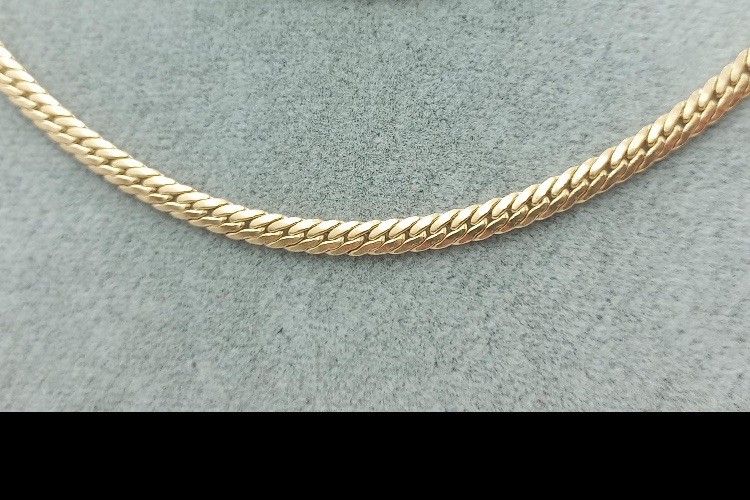 14K Solid Gold Curb Chain Necklace | Cuban Link non hollow solid