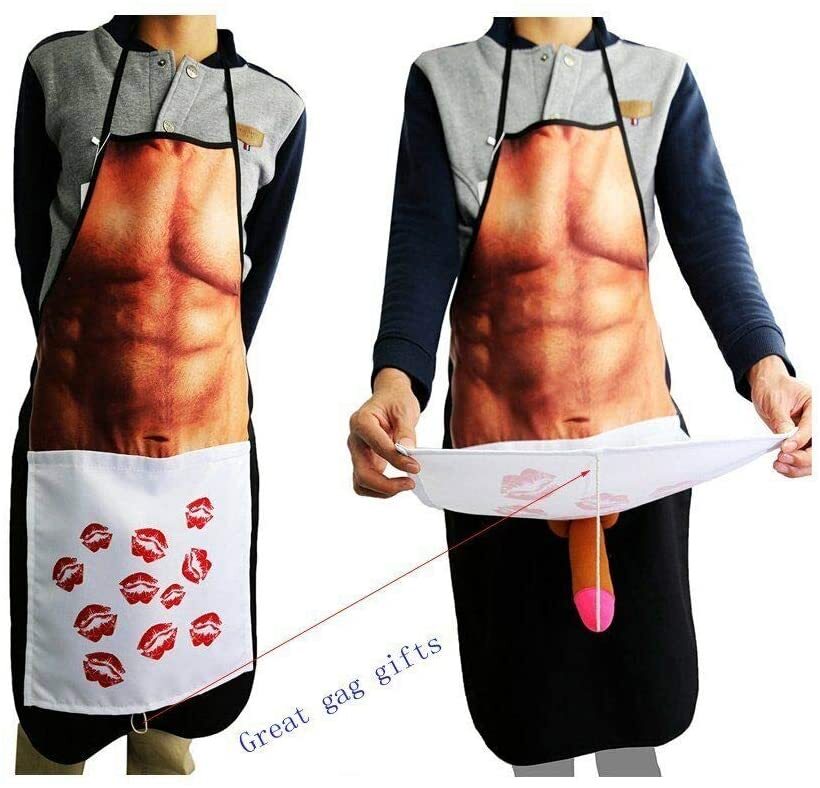 Sexy Muscle Man  Prank Gag Dirty pxx Apron Novelty Cooking Grilling BBQ