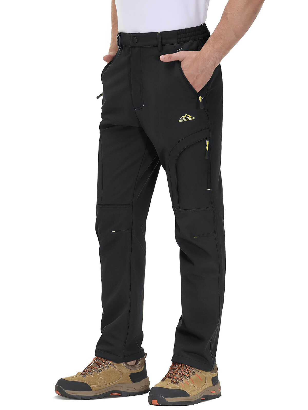 Men's Fleece Lined Winter Pants Waterproof Multiple Pockets Outdoor Warm Pants Men's Fleece Lined Winter Pants Waterproof Multiple Pockets Outdoor Warm Pants