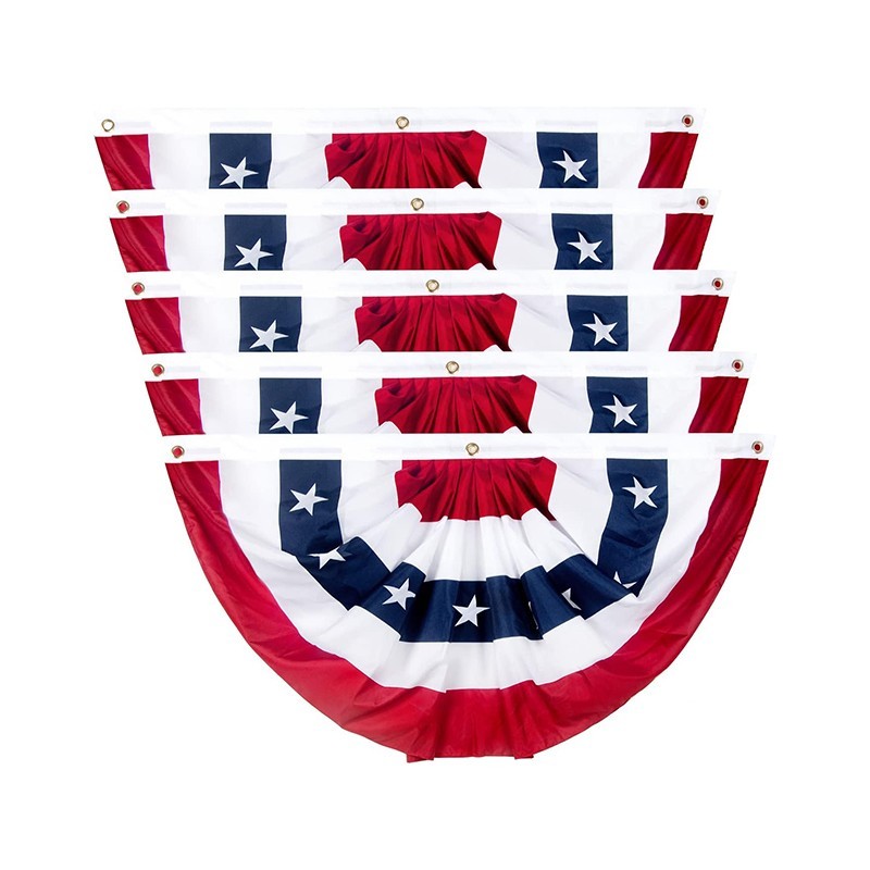 4PCS 3X6 Ft American Pleated Fan Flag, Patriotic Half Fan Bunting Flag | Large