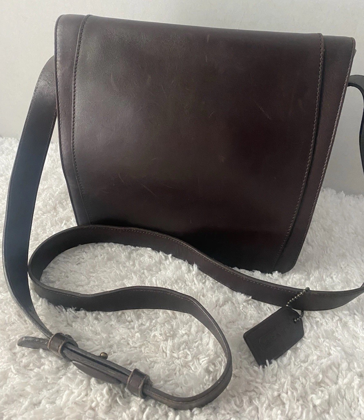 Coach Rare Vintage Bag French Calfskin Leather Flap Crossbody Shoulder Bag Italy