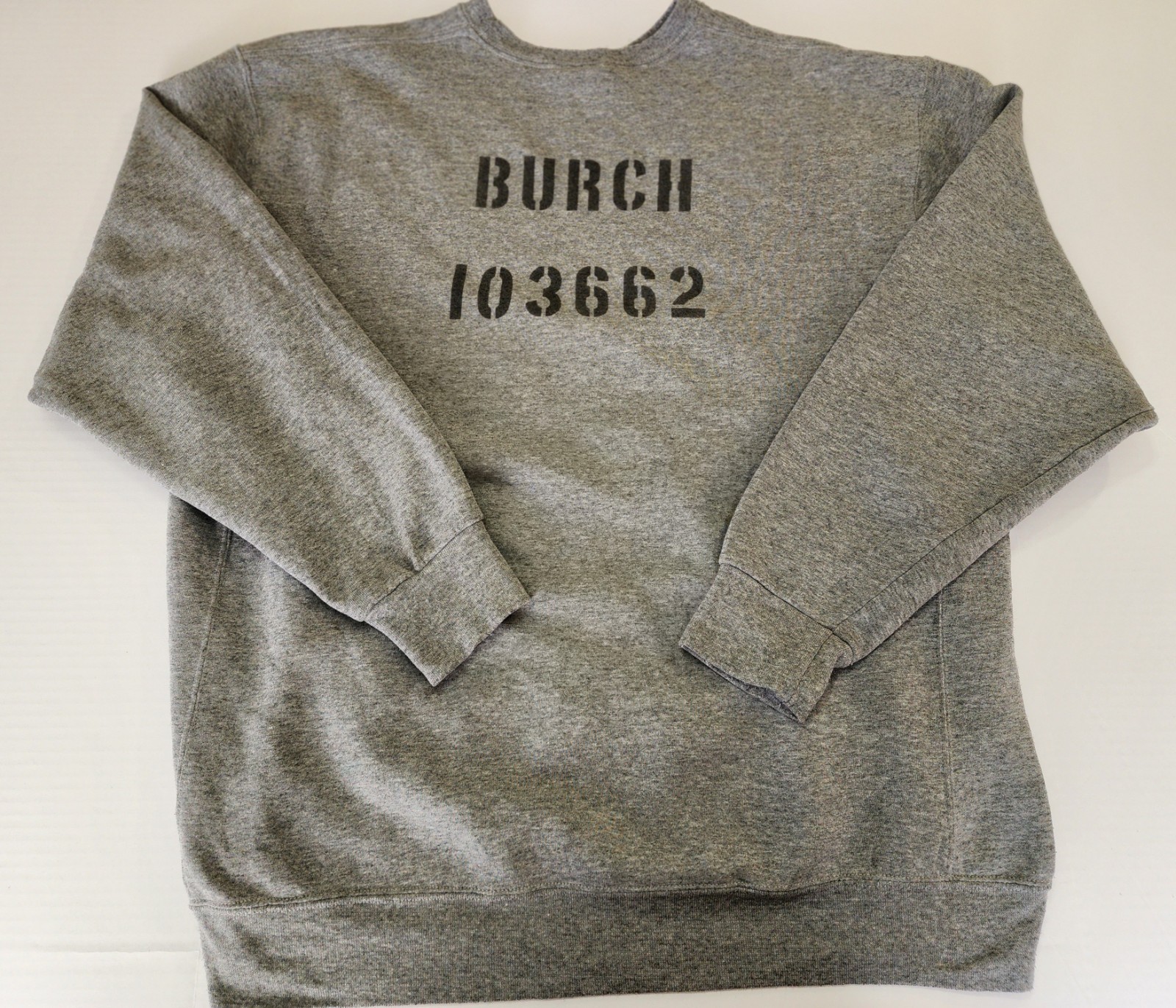 True Vintage Prison Crewneck 90s Stencil Ink Printed Gray Sweatshirt Sz XXL True Vintage Prison Crewneck 90s Stencil Ink Printed Gray Sweatshirt Sz XXL