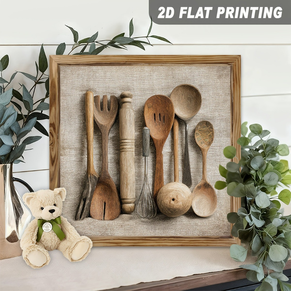 Wooden Utensils Rustic Wooden Sign Vintage Farmhouse Kitchen Wall Decor Art Gift