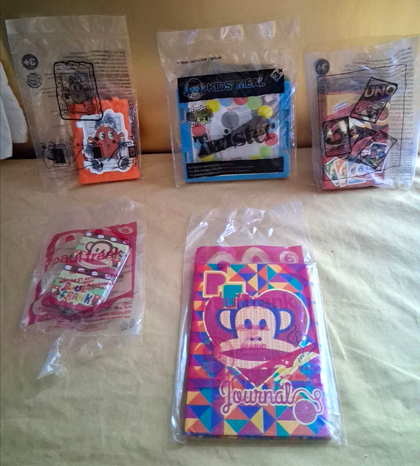 McDonald\'s Happy Meal Toy Lot 5 UNO Pack & Paul Frank Journal 2016