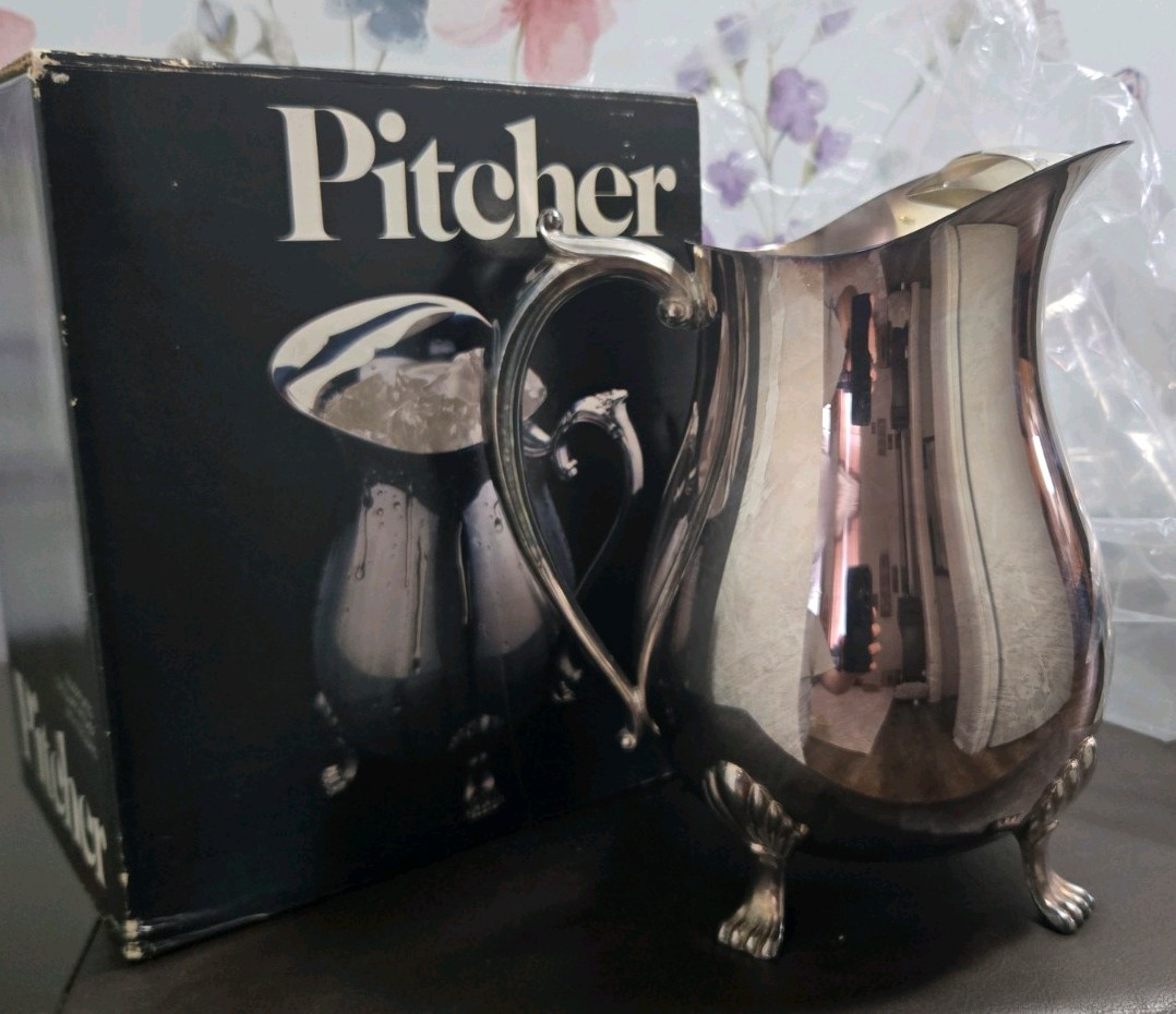 Vintage 1978 Leonard Silverplate Water Pitcher Guard Footed No. 533 w/ Box