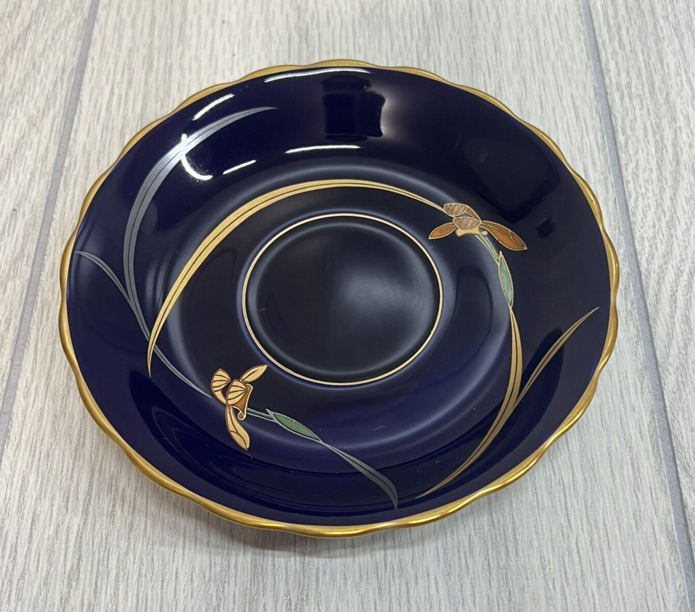 Vintage Koransha Cobalt Blue Gold Iris Saucer ONLY Replacement Japan Porcelain Vintage Koransha Cobalt Blue Gold Iris Saucer ONLY Replacement Japan Porcelain