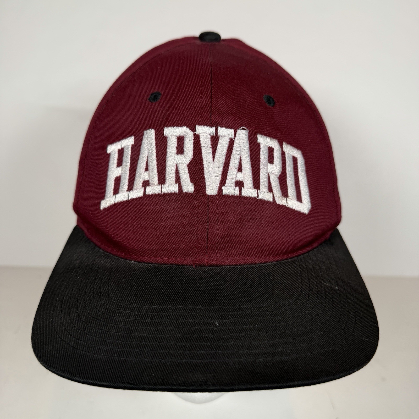 Vtg Harvard Crimson Hat Snapback Arch Spell Out Logo 90s University Red College
