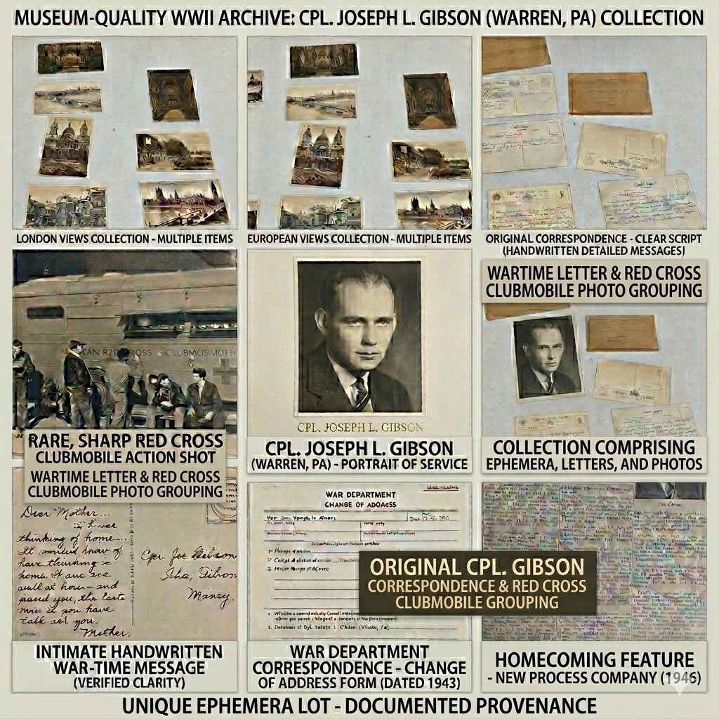 WWII Cpl. Gibson Lot - 131st Gen. Hospital Red Cross Correspondence & Ephemera
