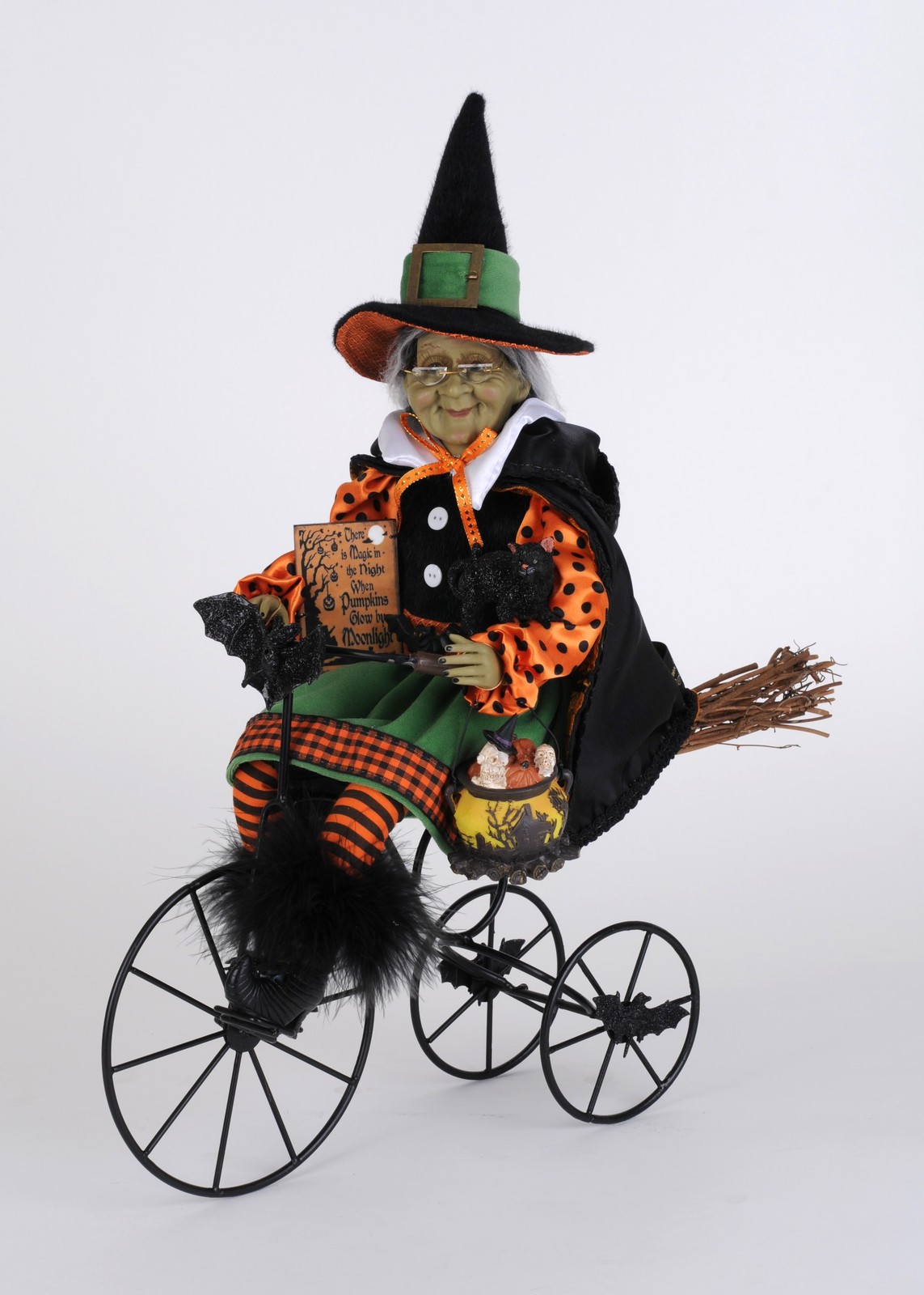 Witch Figurine Broom Tricycle Bike Halloween Decor Karen Didion Witch Figurine Broom Tricycle Bike Halloween Decor Karen Didion