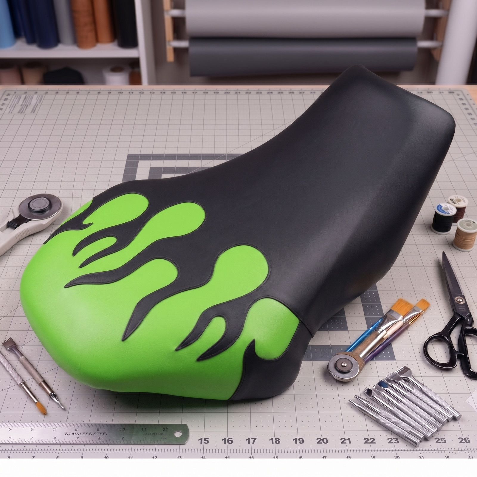 Suzuki King Quad 450 500 700 750ASI LT-A700X Green Black Vinyl Seat Cover
