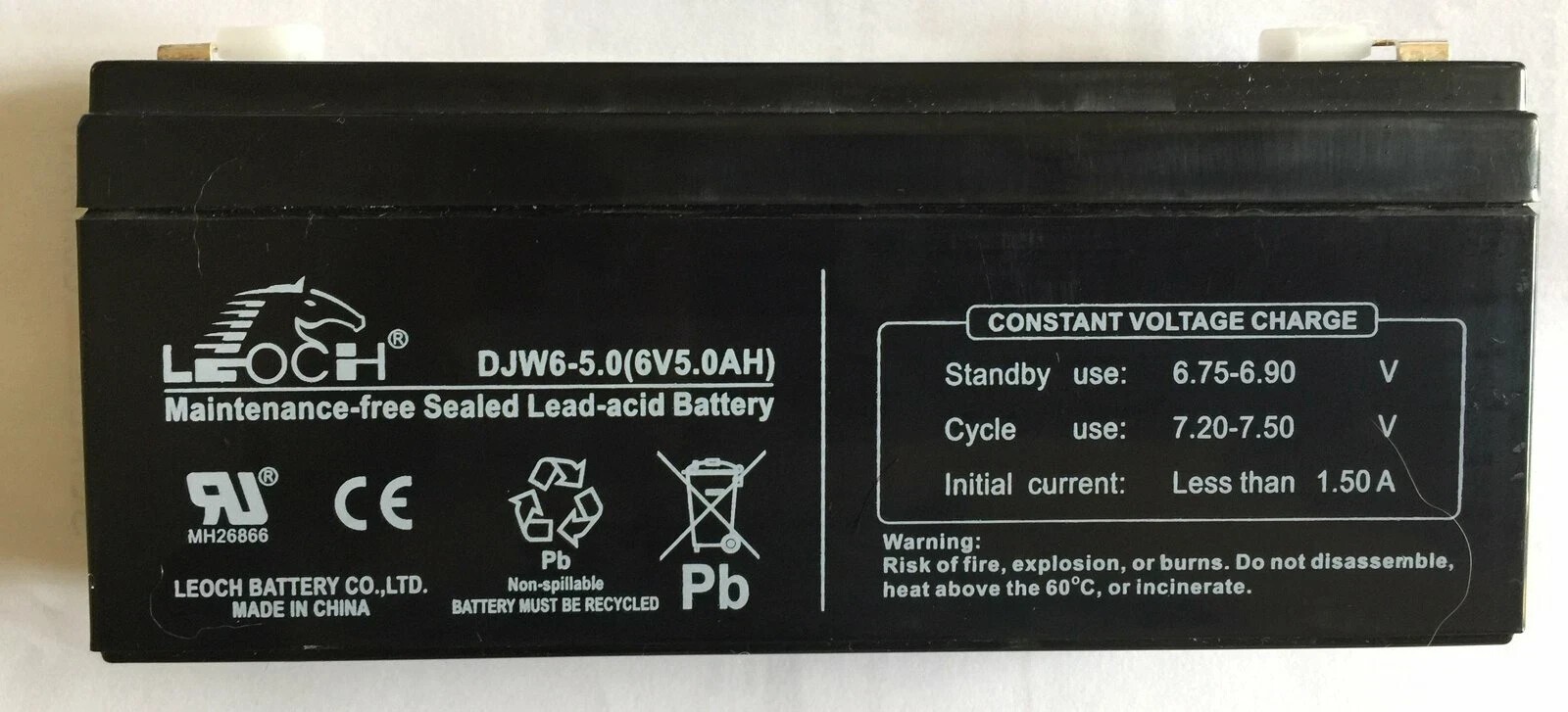 Leoch DJW6-5.0 (6 VOLT 5.0 AH) Rechargeable SLA BATTERY