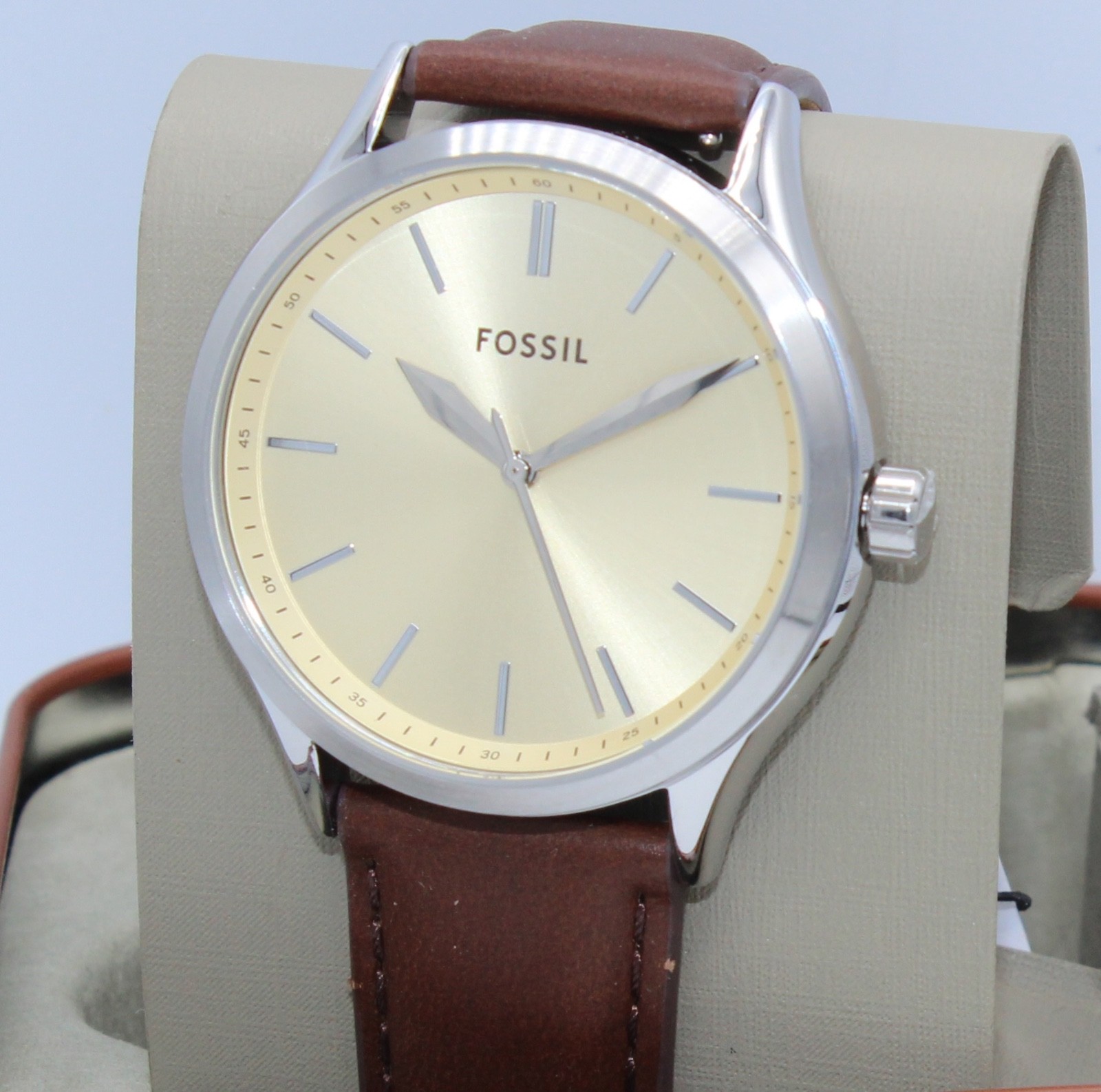 Fossil Fenmore Midsize Slim Silver Cream Brown Men's BQ2865 Watch