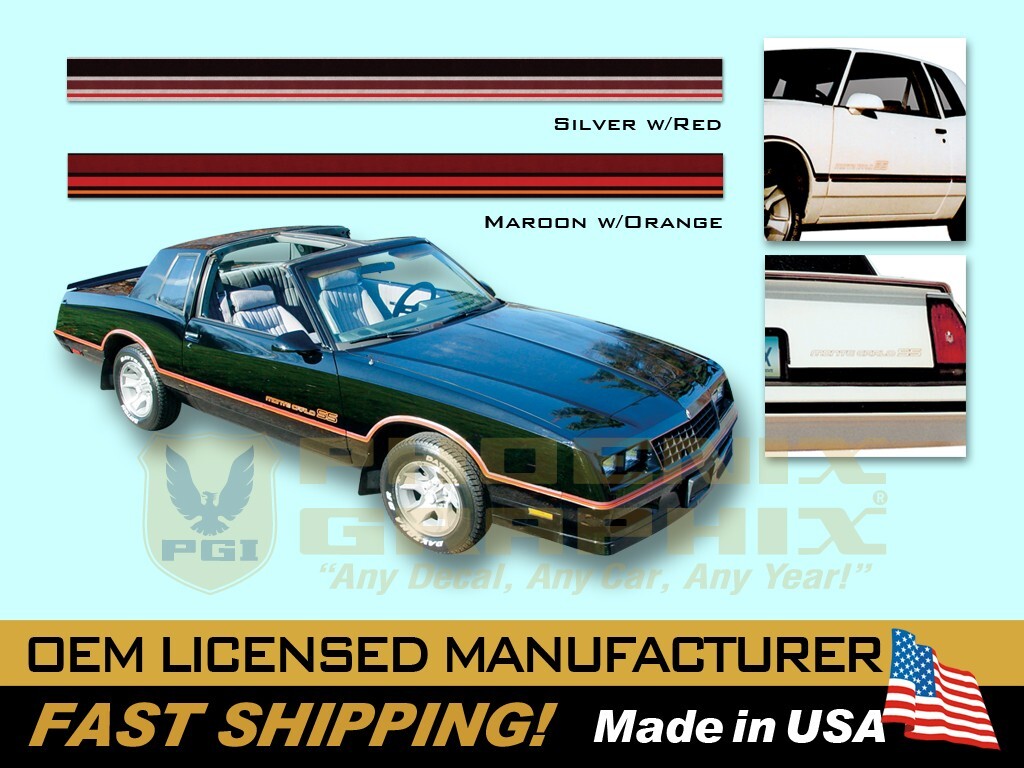 1985 1986 Chevrolet Monte Carlo SS Super Sport Decals Graphics Stripes Kit