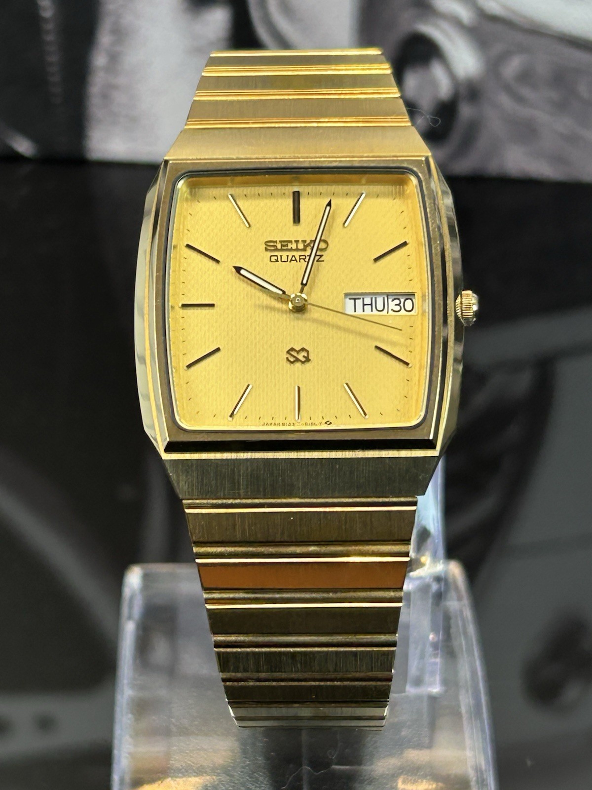 Vintage June 1983 Seiko SQ Quartz Watch Gold 8123-5140 Fresh Battery Fits 7.25\