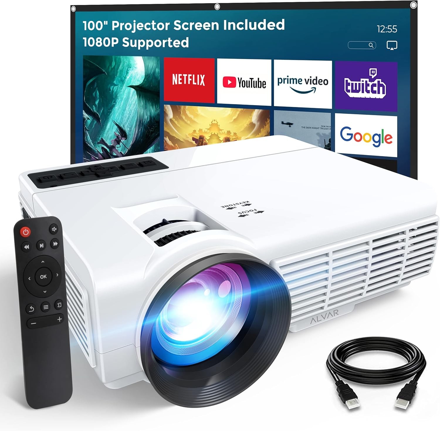 Mini Projector 8000LMS 1080P Bluetooth Video Movie Home Theater with 100