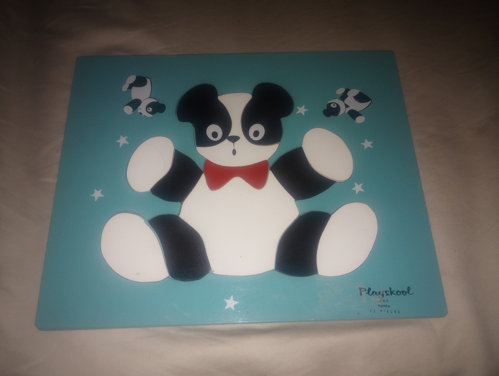 Vintage Playskool Wooden Wood Tray Panda Puzzle  