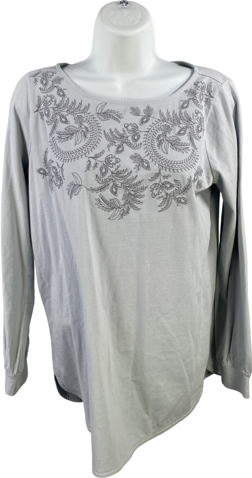J.Jill Women’s Blue Embroidered Long Sleeve Tunic Shirt - XS