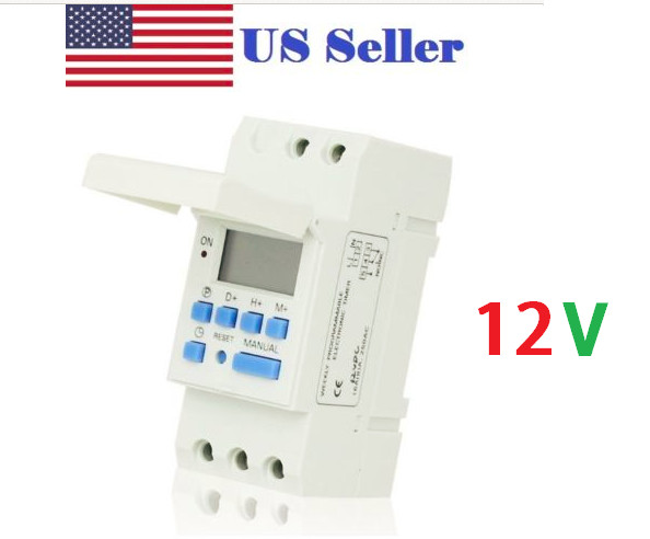 DC12V 16A Digital LCD DIN Programmable Weekly Rail Timer Time Relay Switch DC12V 16A Digital LCD DIN Programmable Weekly Rail Timer Time Relay Switch
