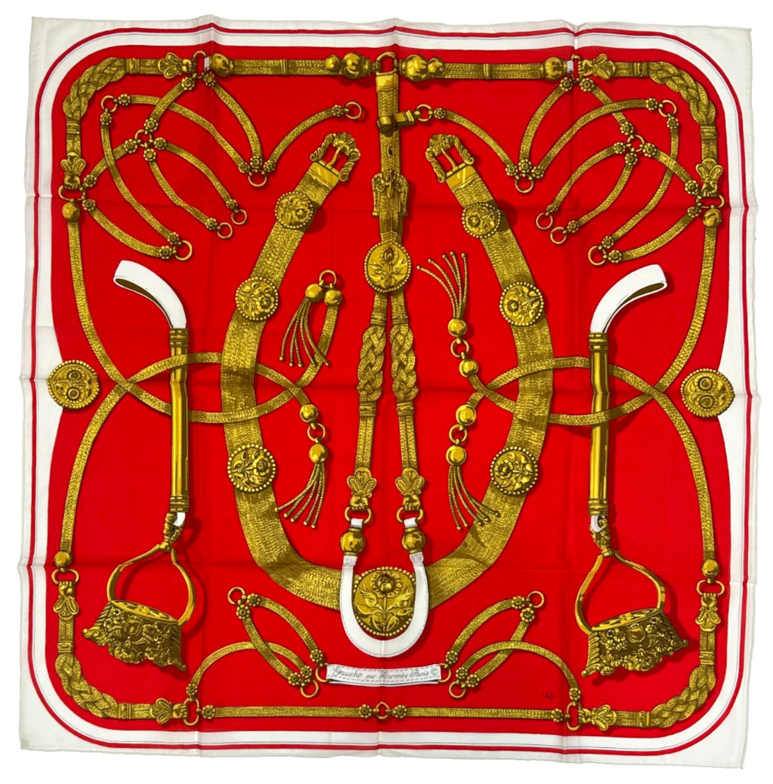 Hermes Scarf \'Gaucho\' 80cm 100% Cotton New Unused fr 1978 Rare Carre France