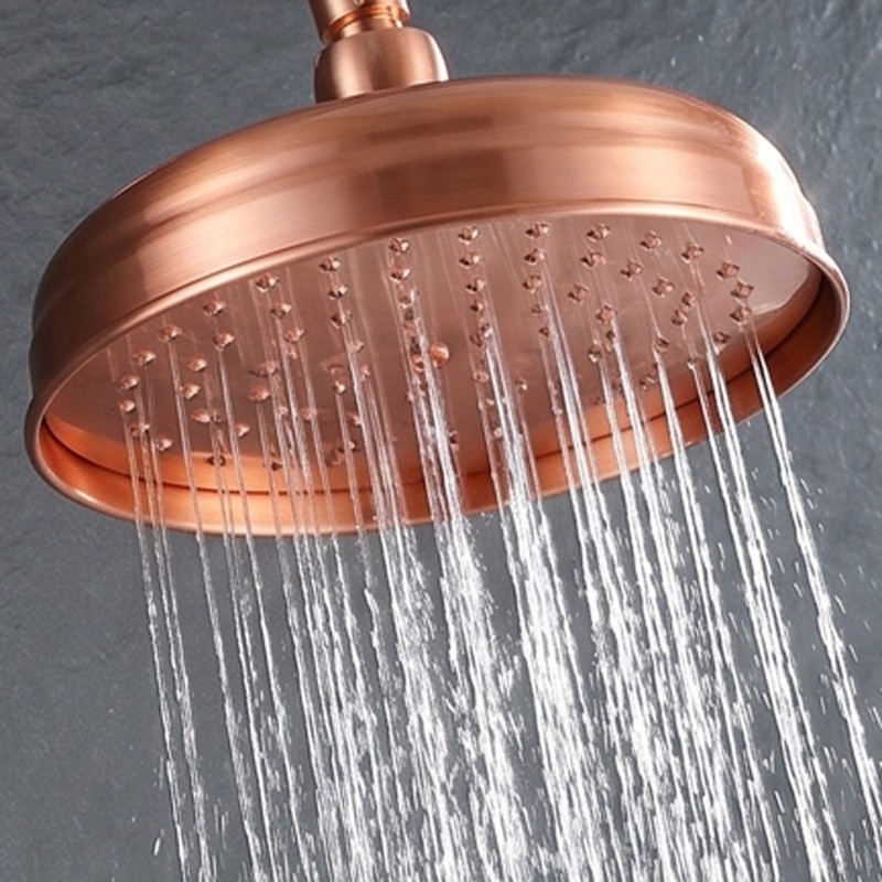 Antique Red Copper Shower head 8 inch Round Bathroom Rainfall Shower Head