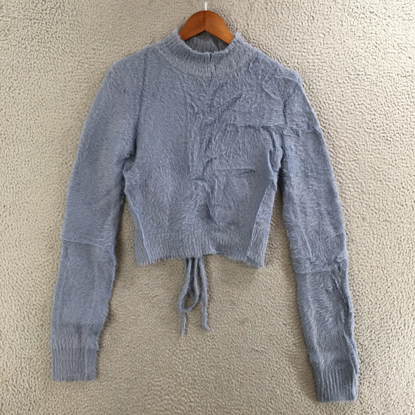 Lelis Collection Cropped Sweater Womens Medium Long Sleeve Casual Mock Neck Blue