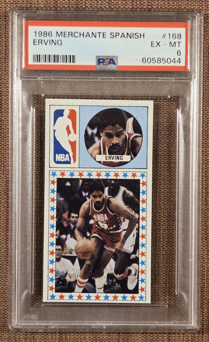 1986 Merchante Spanish #168 Julius Erving Los Angeles Lakers Basketball Card PSA 1986 Merchante Spanish #168 Julius Erving Los Angeles Lakers Basketball Card PSA