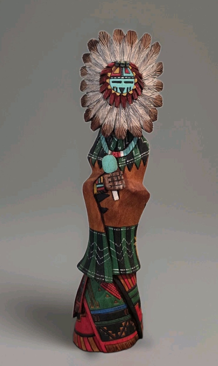 Small Hopi Sun Kachina Signed T.A. David Carved nicely Detailed 8