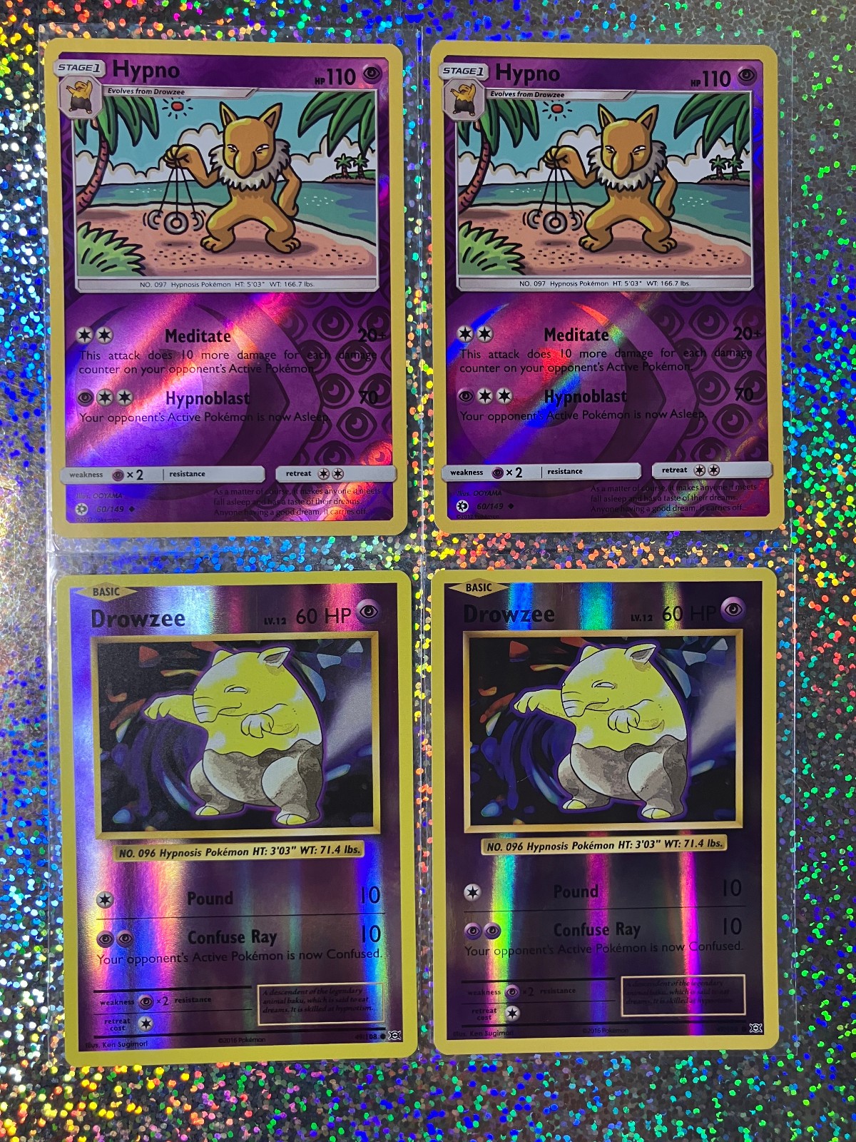 Pokemon TCG Reverse Holo: Sun & Moon 60/149 Hypno; Evolutions 49/108 Drowzee