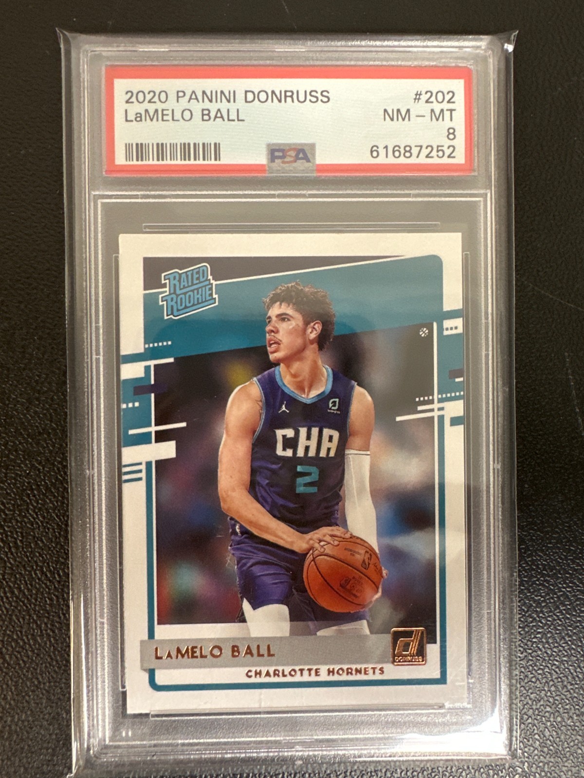 2020-21 Donruss LaMelo Ball Rated Rookie RC #202 PSA 8 NM-MT Charlotte Hornets